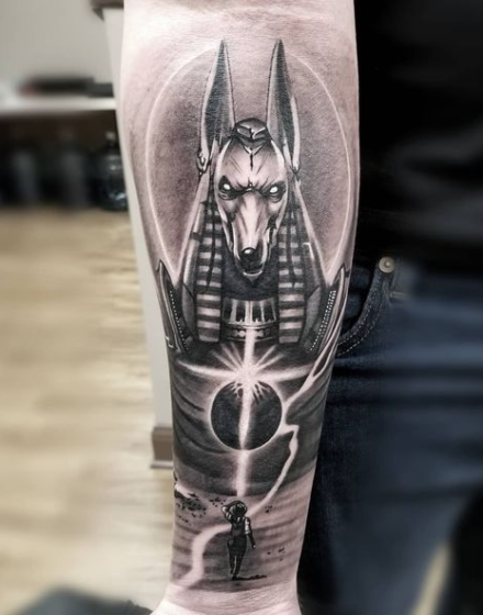 Anubis Tattoo With a Jackal