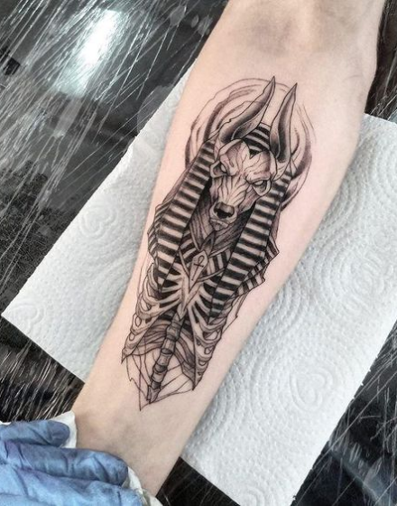 Anubis Tattoo With a Jackal