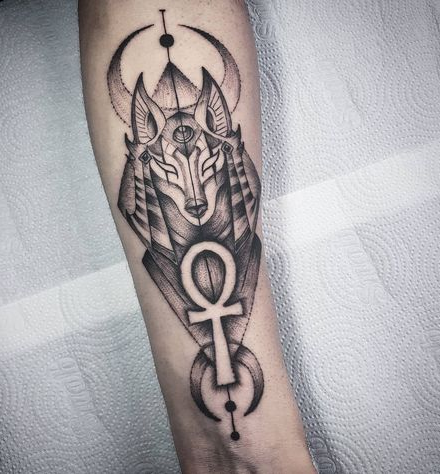 Anubis Tattoo With a Jackal