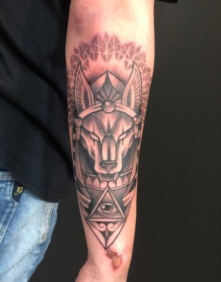 Anubis Tattoo With a Jackal