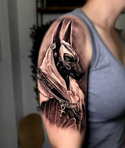 Anubis Tattoo With a Jackal