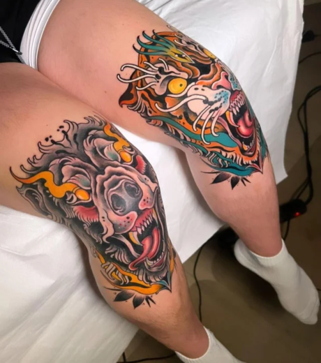Traditional Knee Tattoo