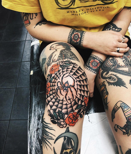 Traditional Knee Tattoo