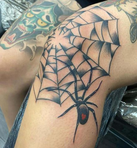 Spider Web Knee Tattoo