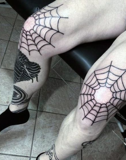 Spider Web Knee Tattoo