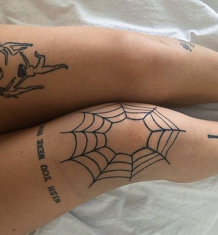 Spider Web Knee Tattoo