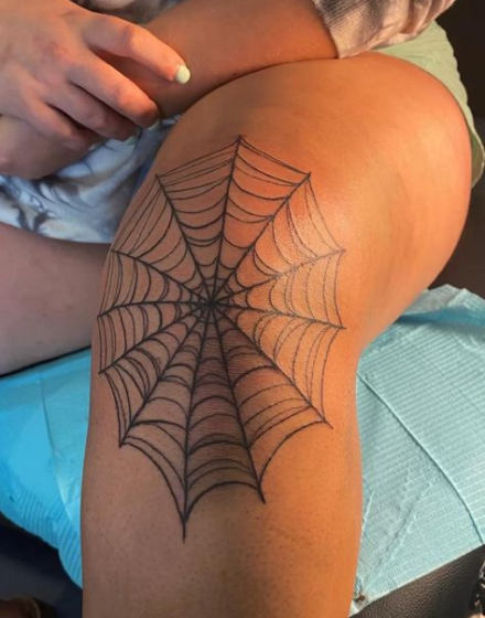 Spider Web Knee Tattoo