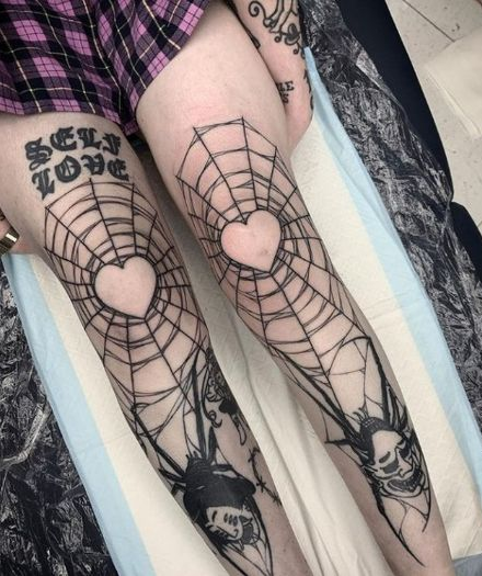 Spider Web Knee Tattoo