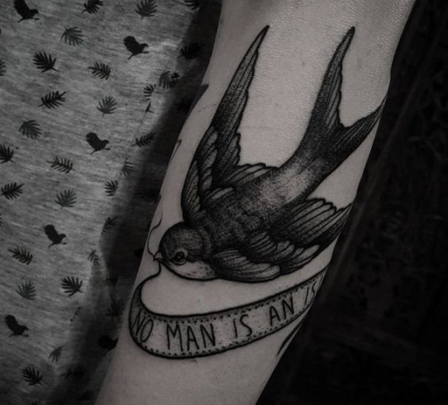 Bird Tattoo Ideas with Inscriptions
