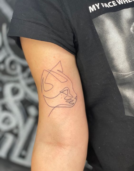 Fine Line Cat Tattoo Designs