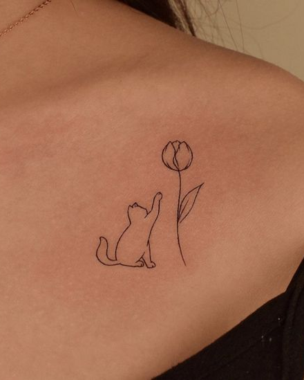 Fine Line Cat Tattoo Designs