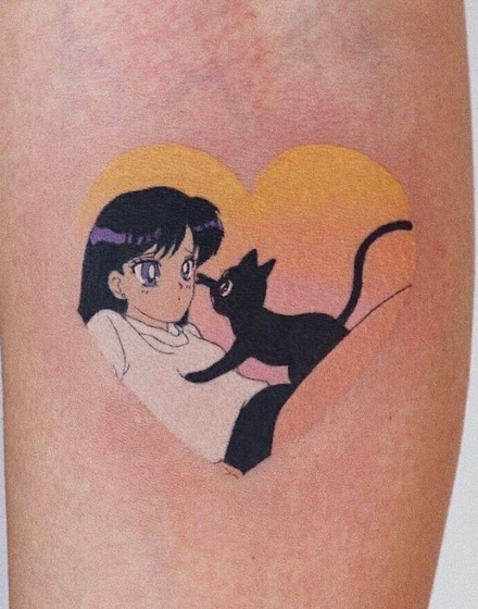 Cartoon Cat Tattoo