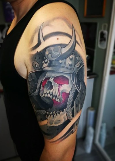Samurai With Skull Tattoo