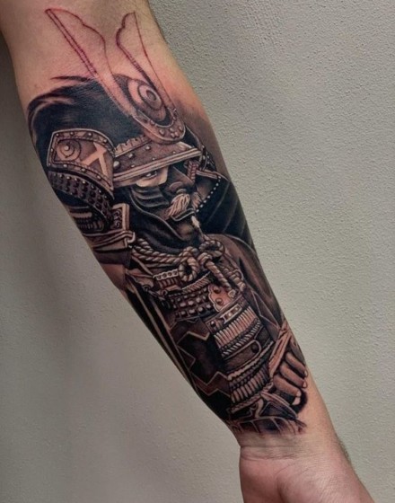 Realistic Japanese Warrior Tattoo