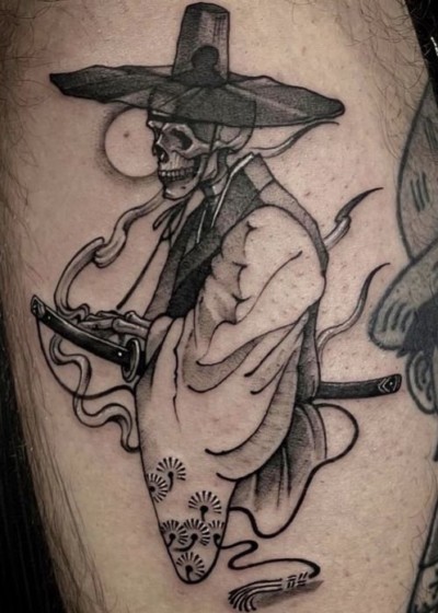 Samurai With Skull Tattoo