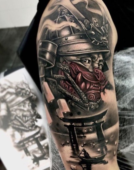 Realistic Japanese Warrior Tattoo