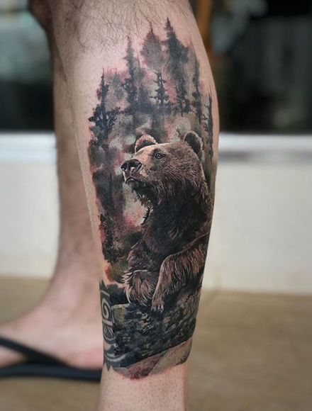 Realistic Bear Tattoo