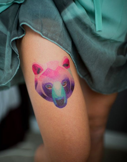 Watercolor Bear Tattoo