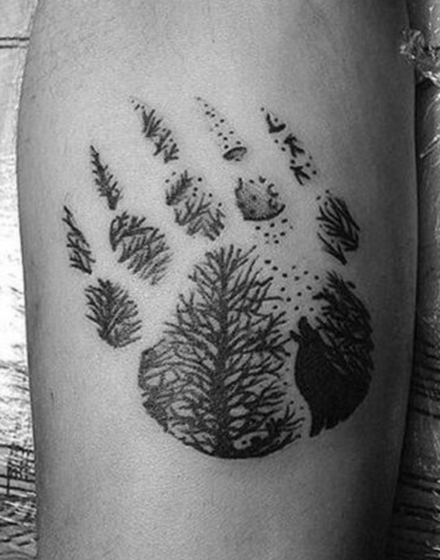 Bear Paw Print Tattoos