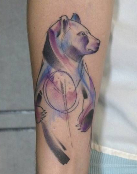 Watercolor Bear Tattoo