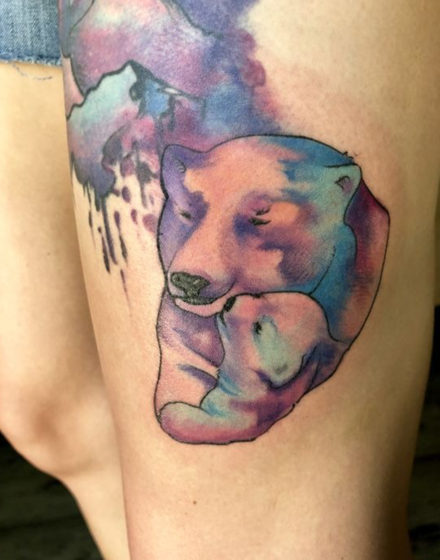 Watercolor Bear Tattoo