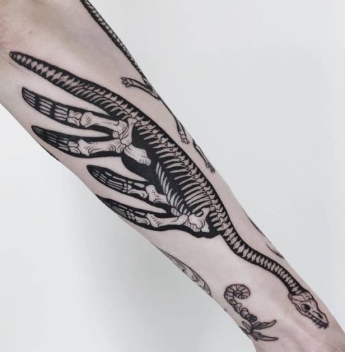 Blackwork Dinosaur Tattoos