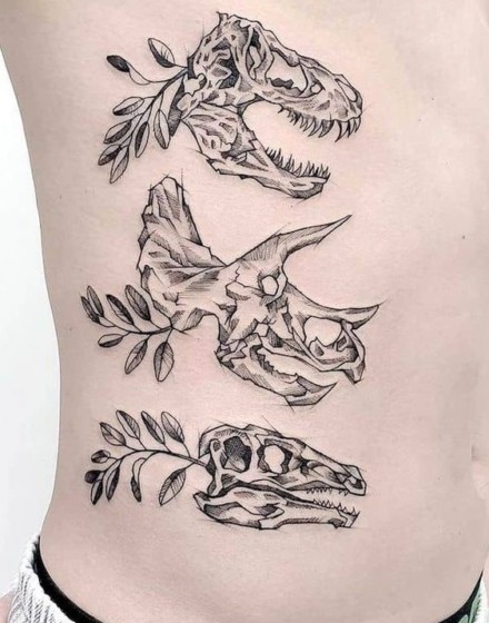 Skulls with Botanical Elements