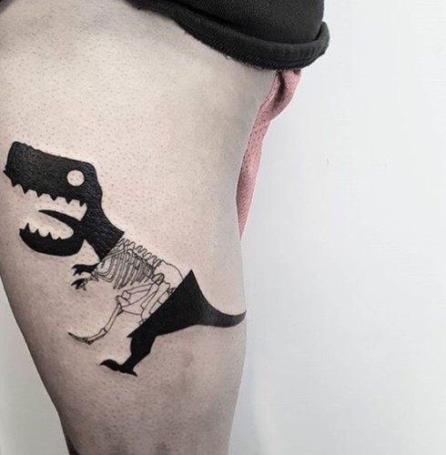 Blackwork Dinosaur Tattoos