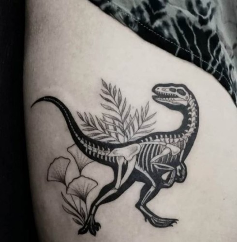 Blackwork Dinosaur Tattoos