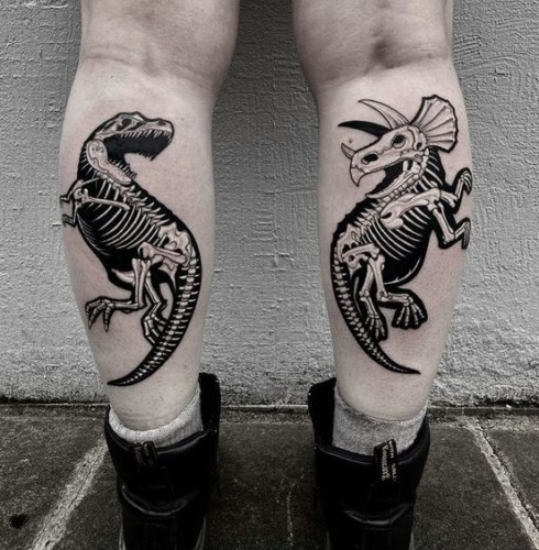 Blackwork Dinosaur Tattoos
