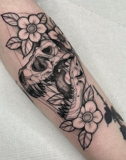 Skulls with Botanical Elements