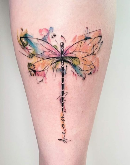 Colored Dragonfly Tattoos