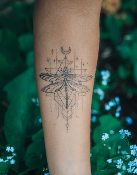 Geometric Dragonfly Tattoos