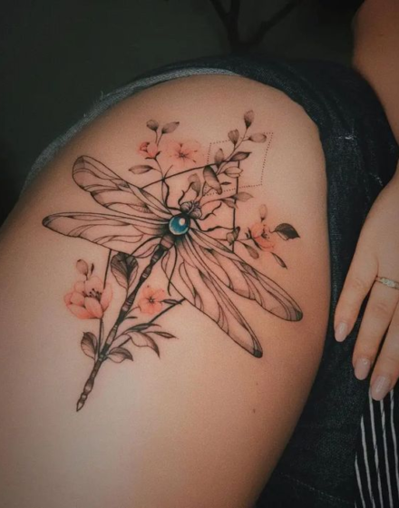 Dragonfly With Floral Motifs