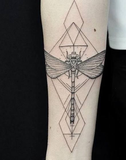 Geometric Dragonfly Tattoos