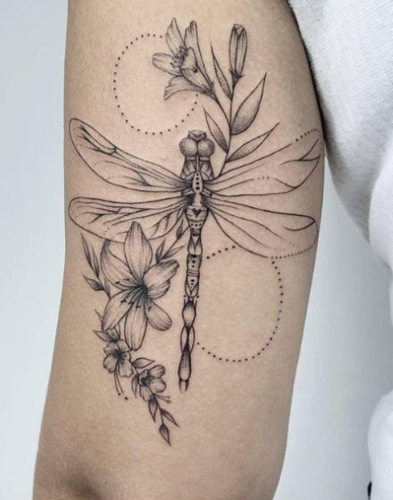Dragonfly With Floral Motifs