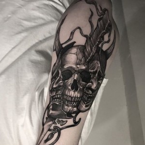 Hannya Mask Tattoo With a Skull