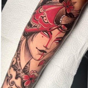 Geisha Wearing a Hannya Mask