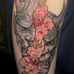 Tattoo of a Broken Hannya Mask