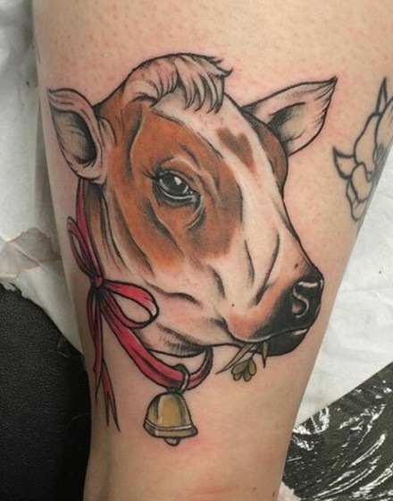 Realistic Cow Tattoo