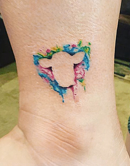 Watercolor Cow Tattoo