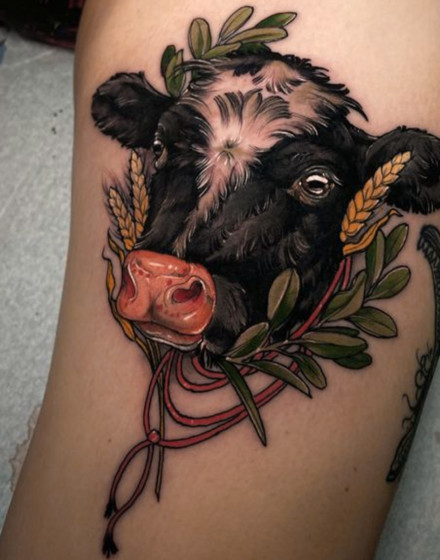Realistic Cow Tattoo