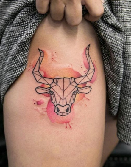 Watercolor Cow Tattoo