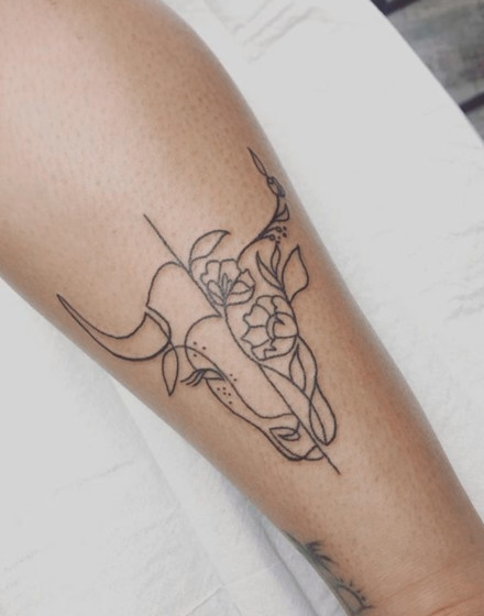 Geometric Cow Tattoo