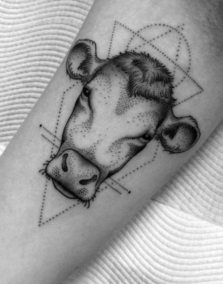 Geometric Cow Tattoo