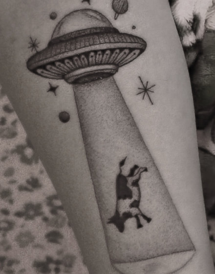 Cow Abduction Tattoo