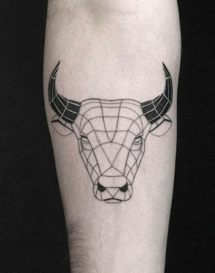 Geometric Cow Tattoo