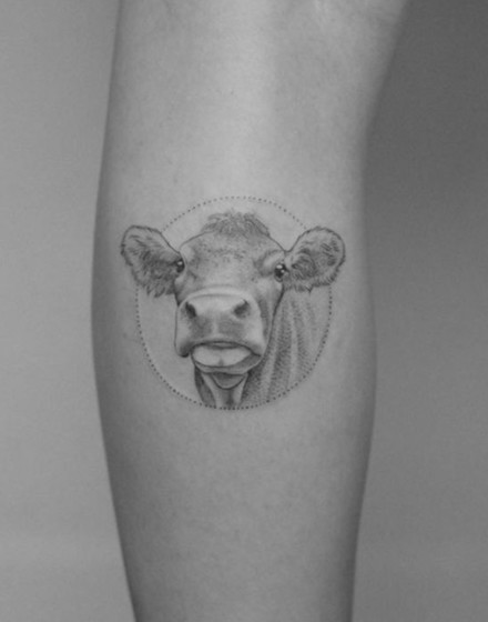 Realistic Cow Tattoo