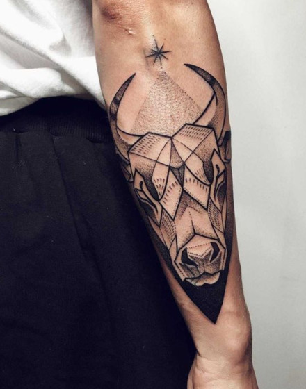 Geometric Cow Tattoo