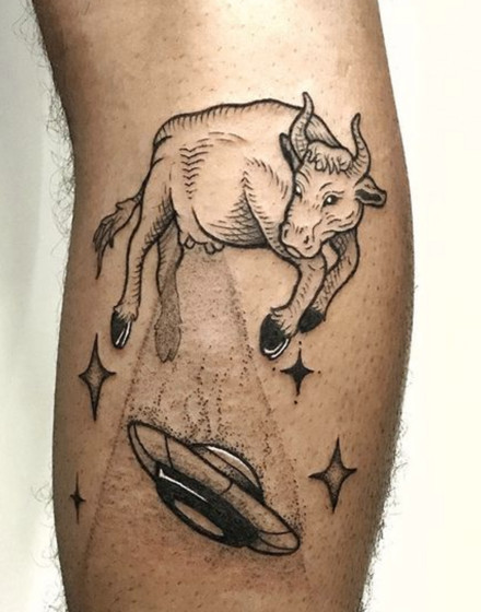 Cow Abduction Tattoo
